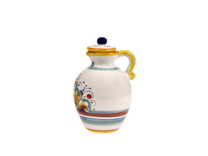 Acetiera piccola in ceramica maiolica con tappo artigianale italiana